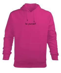 Be Yourself Fuşya Erkek Kapüşonlu Hoodie Sweatshirt