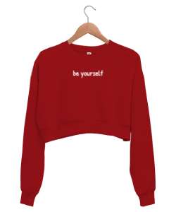 Be Yourself Kırmızı Kadın Crop Sweatshirt