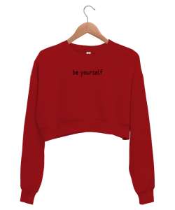 Be Yourself Kırmızı Kadın Crop Sweatshirt