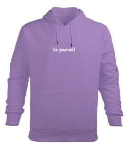 Be Yourself Lila Erkek Kapüşonlu Hoodie Sweatshirt