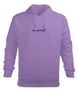 Be Yourself Lila Erkek Kapüşonlu Hoodie Sweatshirt