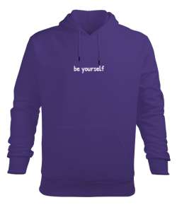 Be Yourself Mor Erkek Kapüşonlu Hoodie Sweatshirt