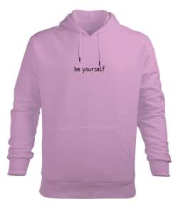 Be Yourself Pembe Erkek Kapüşonlu Hoodie Sweatshirt