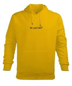 Be Yourself Sarı Erkek Kapüşonlu Hoodie Sweatshirt