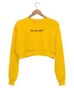 Be Yourself Sarı Kadın Crop Sweatshirt