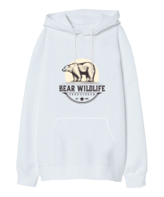 bear wildlife sweatshirt Oversize Unisex Kapüşonlu Sweatshirt