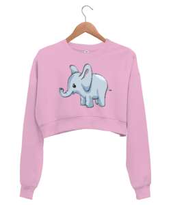 Bebek Fil Pembe Kadın Crop Sweatshirt