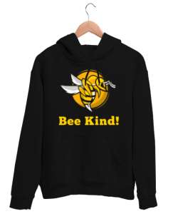 Bee Kind Siyah Unisex Kapşonlu Sweatshirt