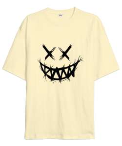 Bej Smile Krem Oversize Unisex Tişört