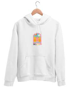 Belgıum Beyaz Unisex Kapşonlu Sweatshirt