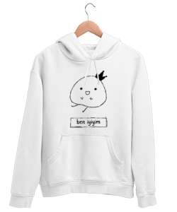 Ben iyiyim. Beyaz Unisex Kapşonlu Sweatshirt