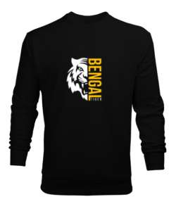 Bengal kaplan baskılı Siyah Erkek Sweatshirt