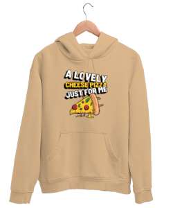 Benim için harika peynirli bir pizza Pizza ve fast food severler için özel tasarım Camel Unisex Kapşonlu Sweatshirt