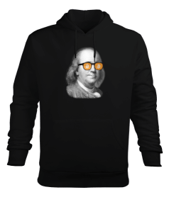 Benjamin Bitcoin Franklin v1H Black Erkek Kapüşonlu Hoodie Sweatshirt