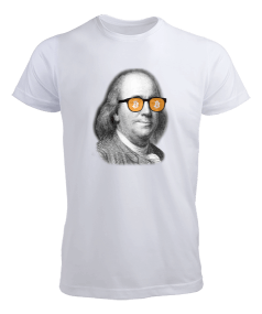 Benjamin Bitcoin Franklin v1T Beyaz Erkek Tişört