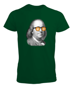 Benjamin Bitcoin Franklin v1T Green Erkek Tişört