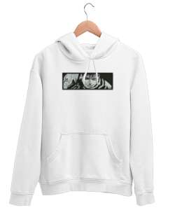 berserk guts desenli Beyaz Unisex Kapşonlu Sweatshirt