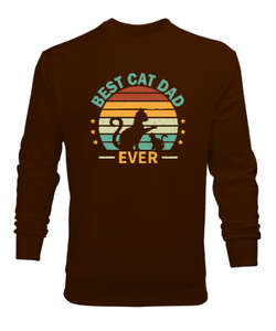 Best Cat Dad Ever V2 Kahverengi Erkek Sweatshirt