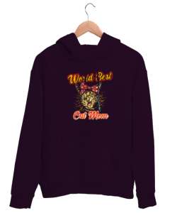 Best Cat Mom - En İyi Kedi Anne Koyu Mor Unisex Kapşonlu Sweatshirt