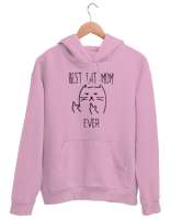 Best Cat Mom Ever Pembe Unisex Kapşonlu Sweatshirt - Thumbnail