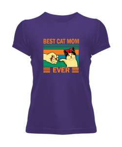 Best Cat Mom Ever V2 Mor Kadın Tişört