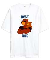 Best Dad - En İyi ve Güçlü Baba Beyaz Oversize Unisex Tişört - Thumbnail