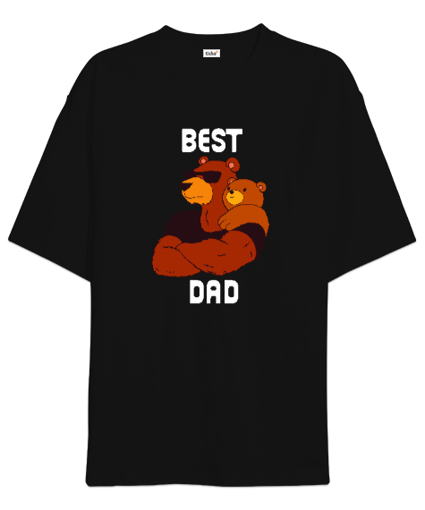 Tisho - Best Dad - En İyi ve Güçlü Baba Siyah Oversize Unisex Tişört