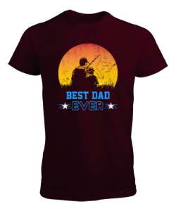 Best Dad Ever - Baba ve Çocuk Aktivite Bordo Erkek Tişört