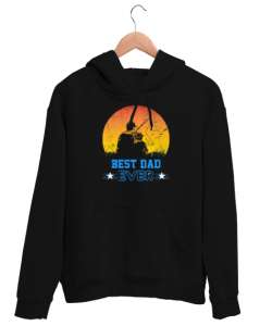 Best Dad Ever - Baba ve Çocuk Aktivite Siyah Unisex Kapşonlu Sweatshirt