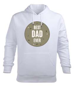 Best Dad Ever En iyi baba - babalar günü özel Beyaz Erkek Kapüşonlu Hoodie Sweatshirt