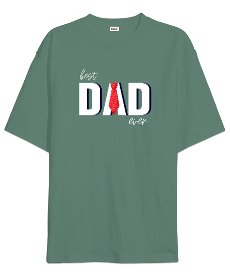 Tisho - Best Dad Ever - En İyi Baba Çağla Yeşili Oversize Unisex Tişört