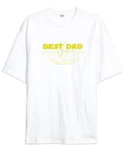 Best Dad In The Galaxy Beyaz Oversize Unisex Tişört