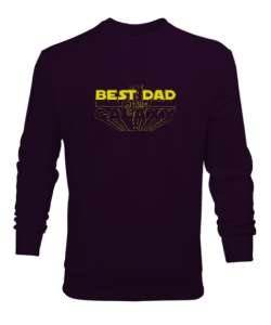 Best Dad In The Galaxy Koyu Mor Erkek Sweatshirt