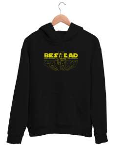 Best Dad In The Galaxy Siyah Unisex Kapşonlu Sweatshirt