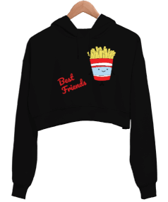 Best Friends Kadın Crop Hoodie Kapüşonlu Sweatshirt