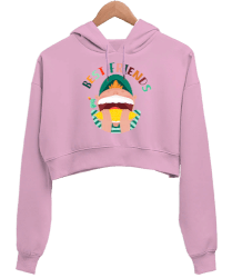 BEST FRIENDS Pembe Kadın Crop Hoodie Kapüşonlu Sweatshirt