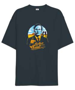 Better Call Saul Tasarım Baskılı Füme Oversize Unisex Tişört