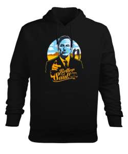 Better Call Saul Tasarım Baskılı Siyah Erkek Kapüşonlu Hoodie Sweatshirt