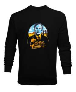 Better Call Saul Tasarım Baskılı Siyah Erkek Sweatshirt