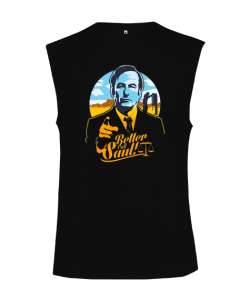 Better Call Saul Tasarım Baskılı Siyah Kesik Kol Unisex Tişört