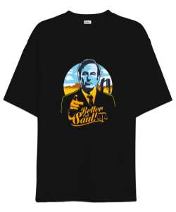 Better Call Saul Tasarım Baskılı Siyah Oversize Unisex Tişört