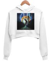 Better me Beyaz Kadın Crop Hoodie Kapüşonlu Sweatshirt - Thumbnail