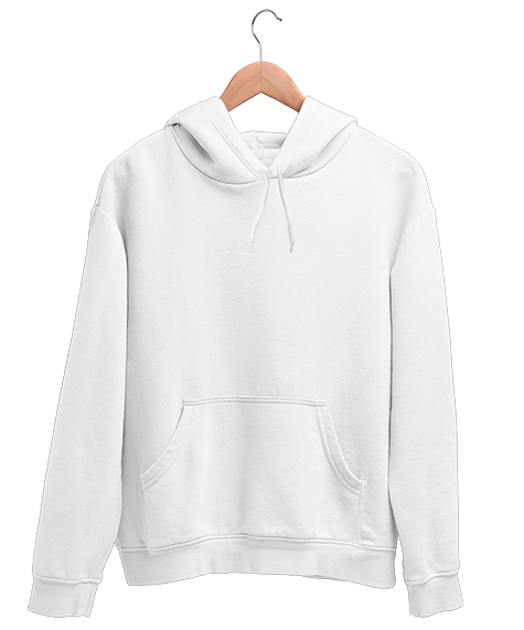 Tisho - Beyaz Beyaz Unisex Kapşonlu Sweatshirt