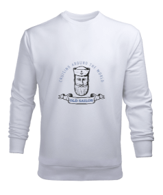 Beyaz Cruising Around The World - Old Sailor Erkek Sweatshirt