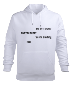 Beyaz Diyaloglu Erkek Kapüşonlu Hoodie Sweatshirt