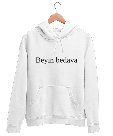 Tisho - Beyin bedava Beyaz Unisex Kapşonlu Sweatshirt