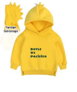 Biberon Sarı Çocuk Dinozor Kapşonlu Hoodie