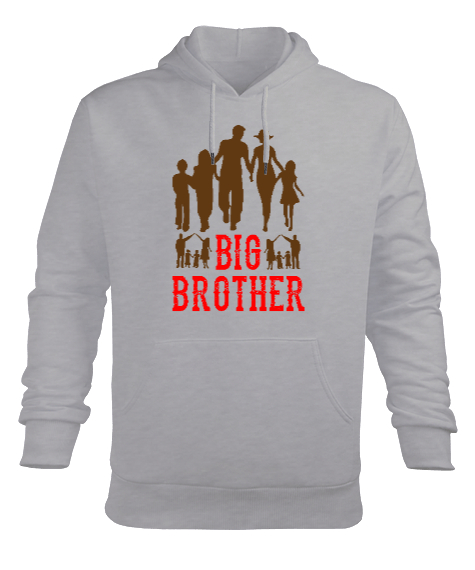 BİG BROTHER Gri Erkek Kapüşonlu Hoodie Sweatshirt