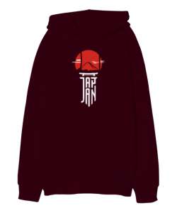 Big Japan - Japonya Bordo Oversize Unisex Kapüşonlu Sweatshirt