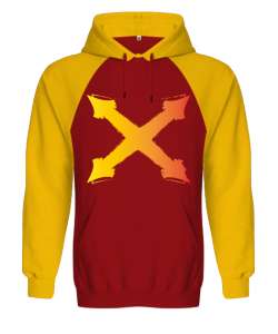 BIG X Kırmızı/Sarı Orjinal Reglan Hoodie Unisex Sweatshirt